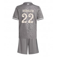 Maglia Calcio Real Madrid Antonio Rudiger #22 Terza Divisa Bambino 2024-25 Manica Corta (+ pantaloncini)